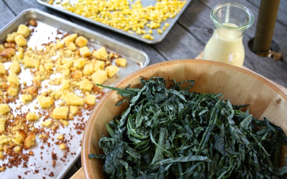 Kale Caesar with Cornbread Croutons Barefoot Contessa