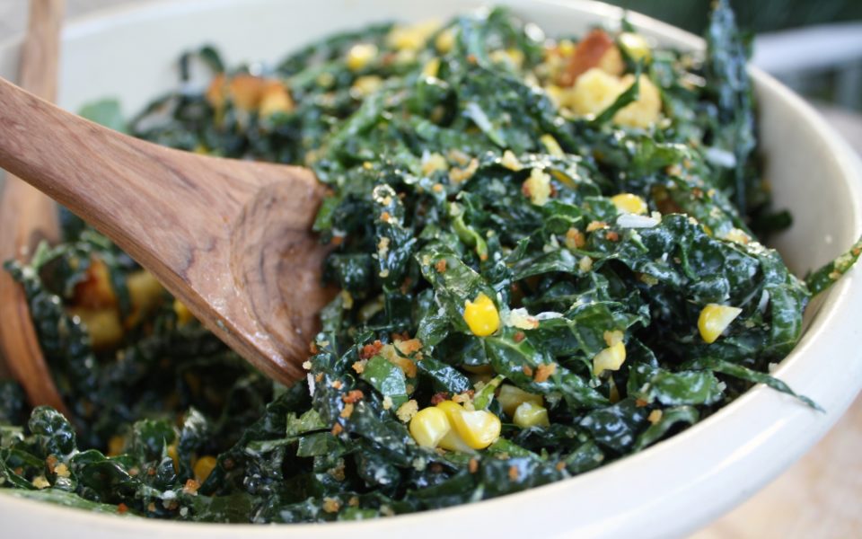 Kale Caesar with Cornbread Croutons Barefoot Contessa