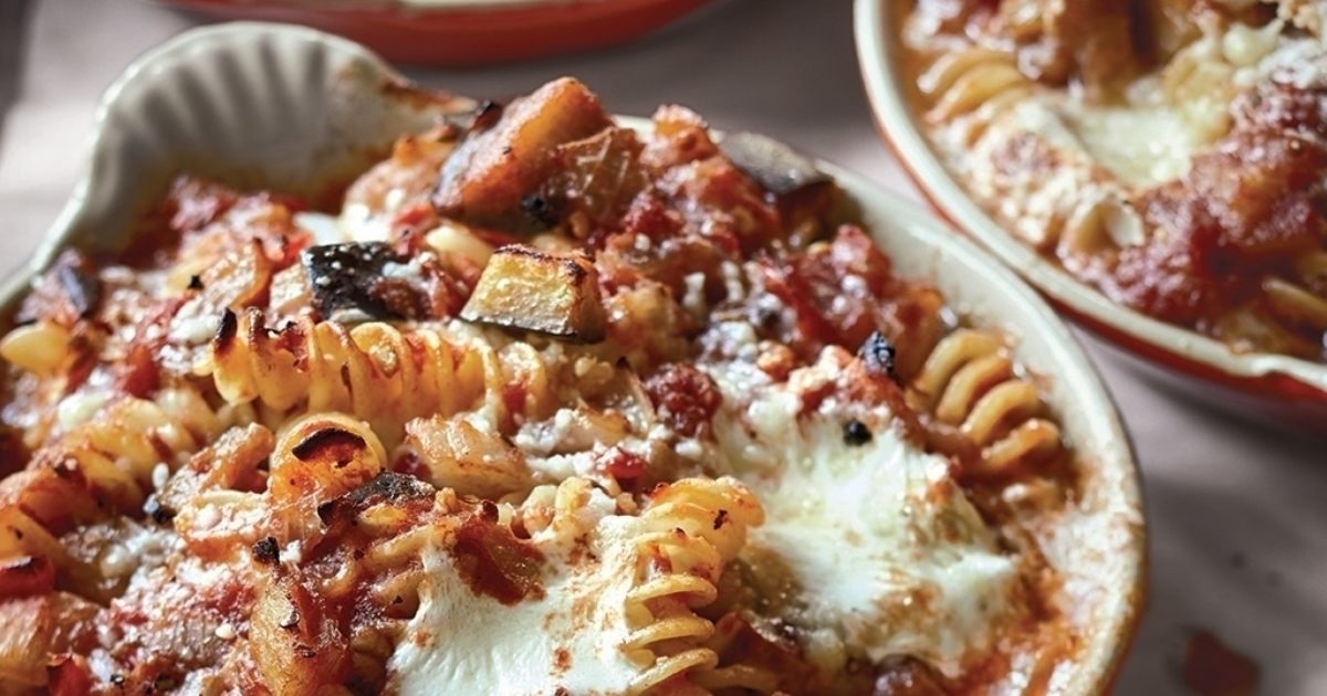 Baked Pasta with Tomatoes & Eggplant