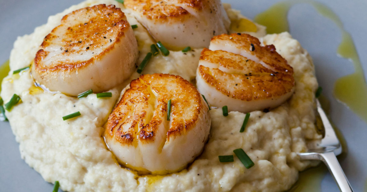 Seared Scallops & Potato Celery Root Pur..